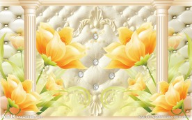 3D花卉软包背景墙