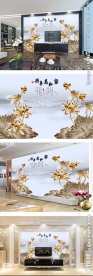 家和万事兴金莲中式电视背景墙
