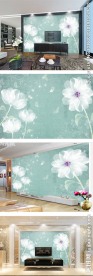 现代简约花卉电视背景墙