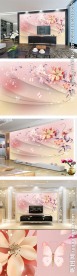 现代简约3D花朵电视背景墙