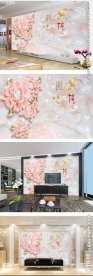 玉雕家和富贵3D花朵电视背景墙