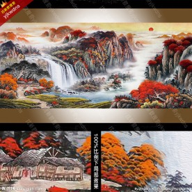 万山红遍山水画