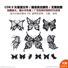 卡通手绘蝴蝶矢量图