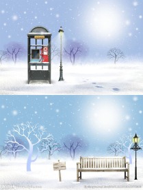 冬天白雪圣诞节情人节插画