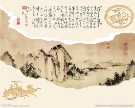 赤壁怀古中式背景墙