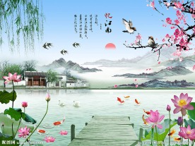 忆江南中式背景墙