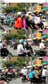 大街上骑摩托车的行人