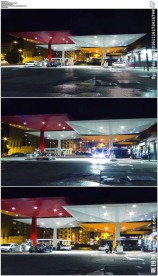 夜晚加油站汽车加油延时拍摄