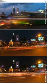 城市白天黑夜车流线延时摄影