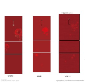 红色风格冰箱花纹设计