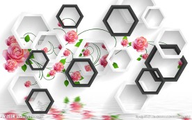 3D立体鲜花背景墙