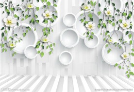 鲜花藤蔓3D立体背景墙