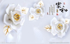 家和富贵立体花朵背景墙