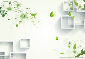 绿色简约花纹3D立体背景墙