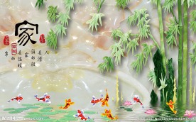 家和富贵玉雕中式背景墙