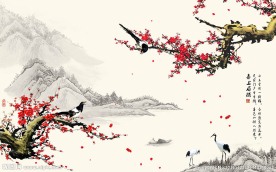 梅花中式背景墙