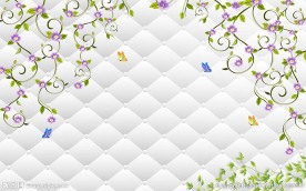 植物花藤现代软包背景墙