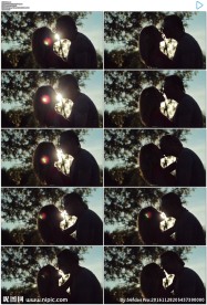 阳光下情侣接吻剪影