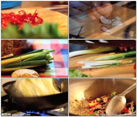 厨房切菜切辣椒炒菜烹调