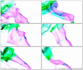 彩色烟雾在白色背景上旋转