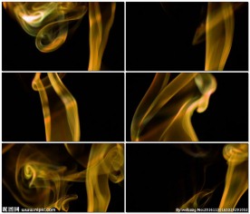 金黄色烟在黑色背景下上升