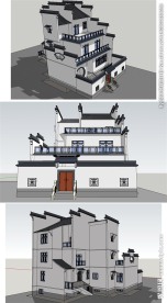 徽式别墅建筑草图大师SU模型