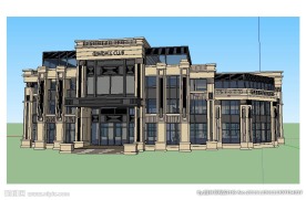 新古典会所建筑草图大师SU模型