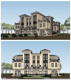 法式别墅建筑草图大师SU模型