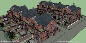 英式联排建筑草图大师SU模型
