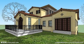 加州别墅建筑草图大师SU模型