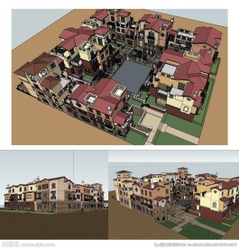 西班牙风格建筑草图大师SU模型