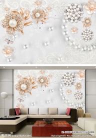 珍珠宝设计奢华背景墙