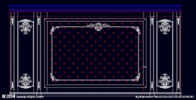 家装CAD实木背景雕花墙板