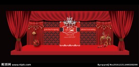 红色系婚礼舞台背景