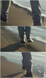 海滩上慢步行走