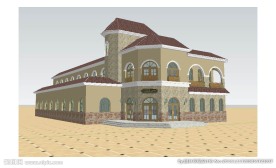 地中海风格酒庄建筑草图大师SU