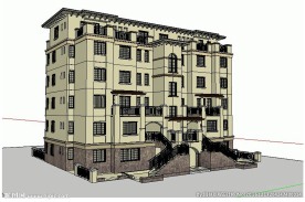 西班牙地中海联排建筑模型