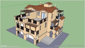 精致西班牙别墅SU草图模型