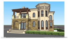 西班牙别墅建筑草图大师SU模型