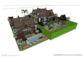 东南亚度假别墅草图大师SU模型