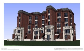 英式叠拼建筑草图大师SU模型
