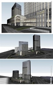龙湖办公楼建筑草图大师SU模型