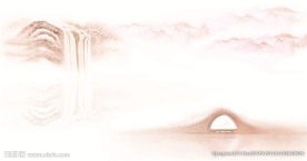 水墨山水风景画 桥 源分层
