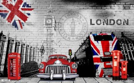 复古怀旧米字旗砖墙英伦背景墙