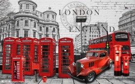 复古英国电话亭背景墙