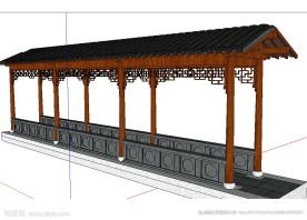 苏式长廊景观草图大师SU模型