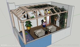 阳光房阳台草图大师SU模型