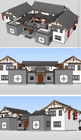 川东巴渝民居建筑草图模型