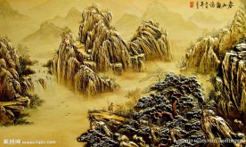 浮雕立体山水画背景墙