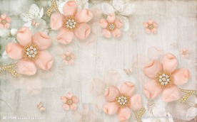 浪漫花朵3D立体现代背景墙